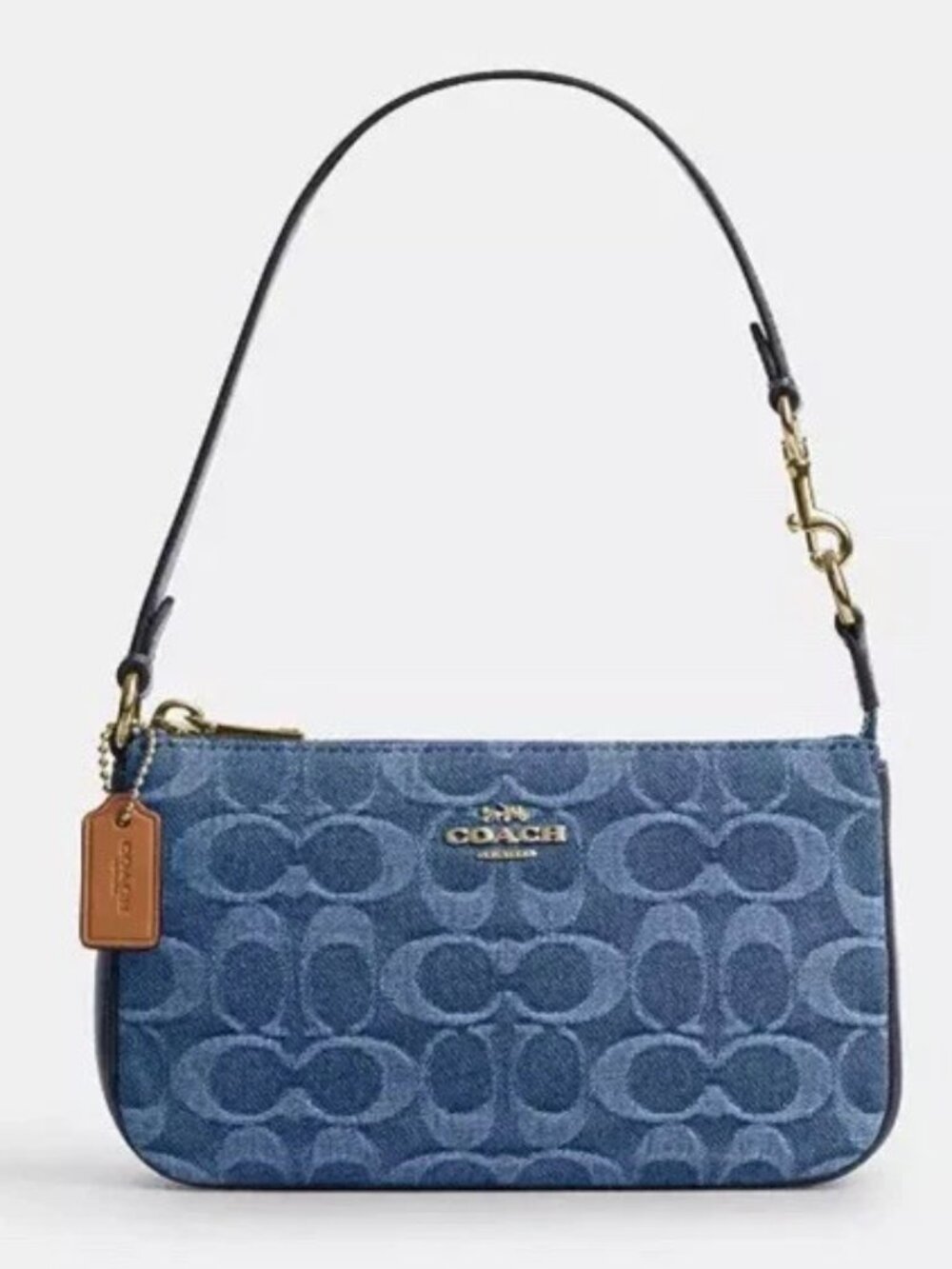 Coach Nolita 19 Bag Signature Denim CDE31 Gold Indigo Wristlet Handbag